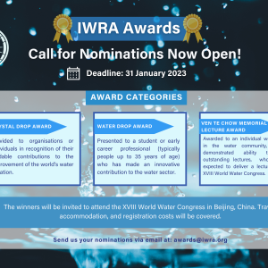 Call for Nominations – IWRA Awards: Submit by 31 January 2023